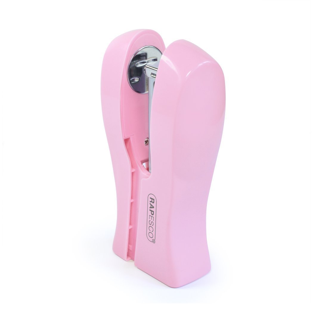 Rapesco 1378 Stand Up/Space-Saving Stapler, 20 Sheet Capacity, Candy Pink