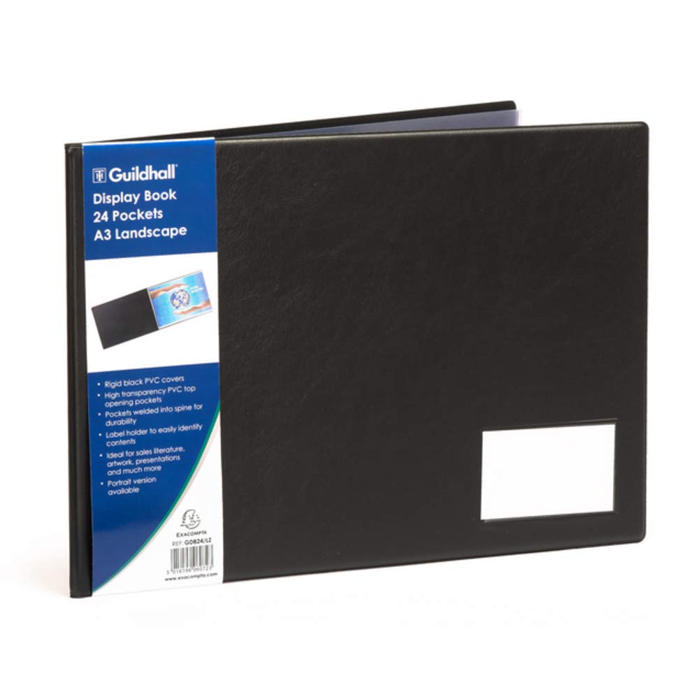 Exacompta, Ref GDB24/LZ, Guildhall Collection, Premium Display Book, Suitablde for A3 Landscape Documents, 24 Pockets