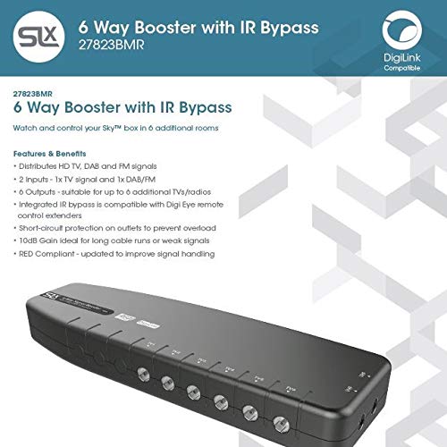 Signal Booster, SLx TV Amplifier 6 Output 27823BMR, Improve Picture Quality and Channel Reception - Image 2