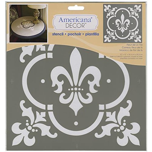 Deco Art Plastic Americana Stencil 12-inch x 12-inch-Fleur De Lis Tile, Extra Large, One Size