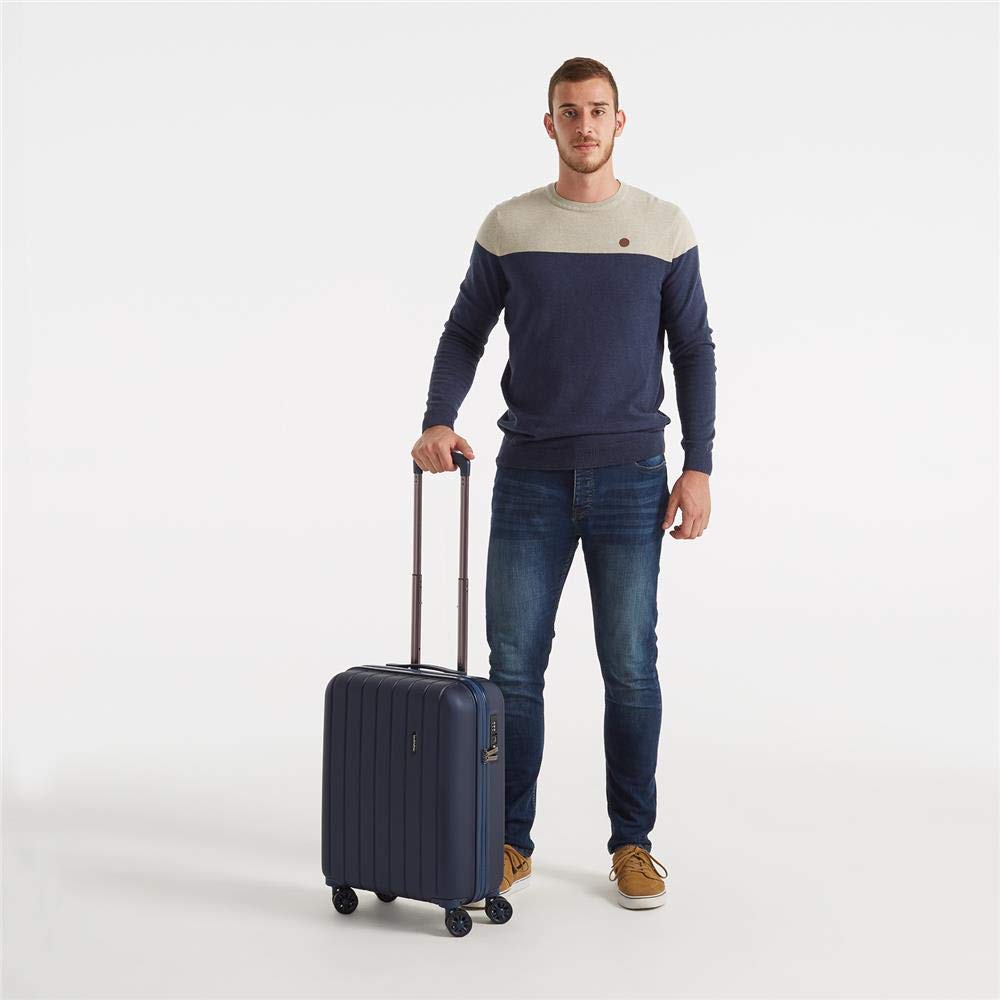 Movom Wood Blue Cabin Suitcase 40 x 55 x 20 cm Rigid ABS TSA Lock 38 Litre 3.2 kg 4 Double Wheels Hand Luggage - Image 3