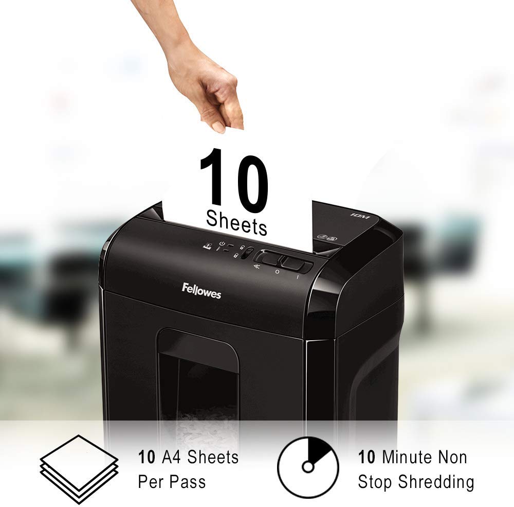 Fellowes Paper Shredder for Home Office Use, 10 Sheet Micro Cut Shredder for Home and Office Use - Image 3