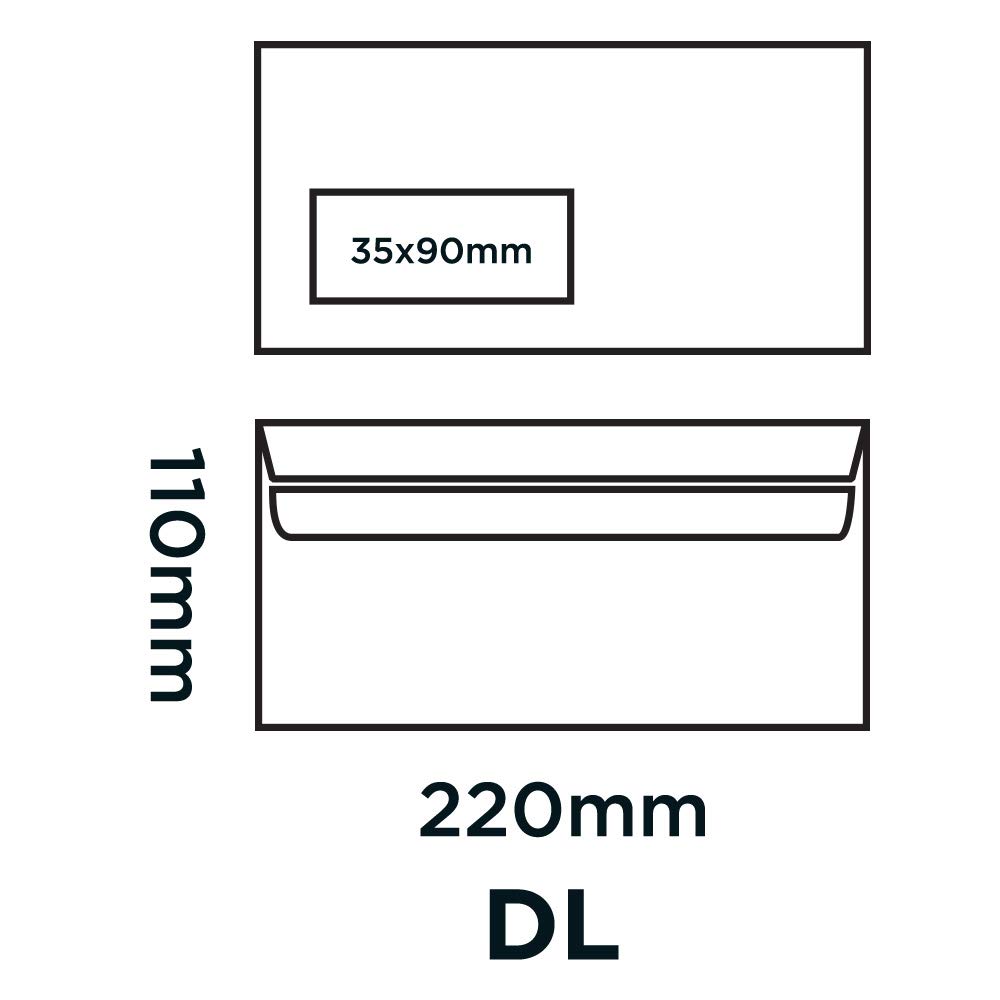 Blake Purely Everyday DL 110 x 220 mm 90 gsm Window Self Seal Wallet Envelopes (13884) White - Pack of 1000 - Image 2