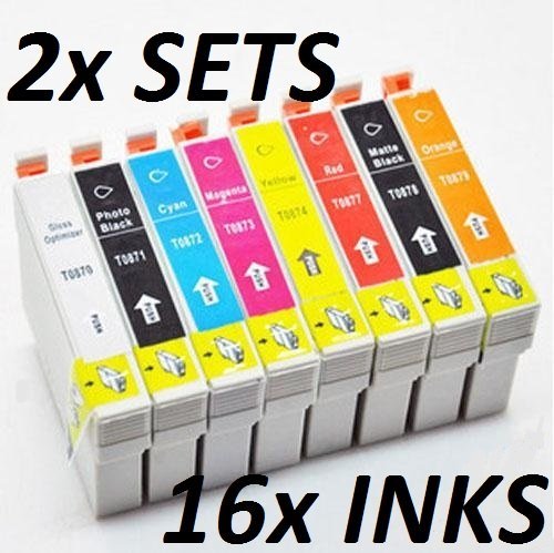 16x Compatible Ink Cartridge For Epson Stylus Photo R1900 T0870 9 182ml Each 2x Full Sets 2244