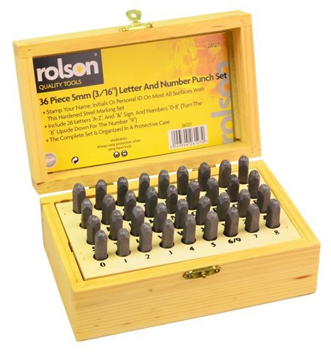 Rolson 26127 36 pc Letter and Number Punch Set, Black, 36 Pieces