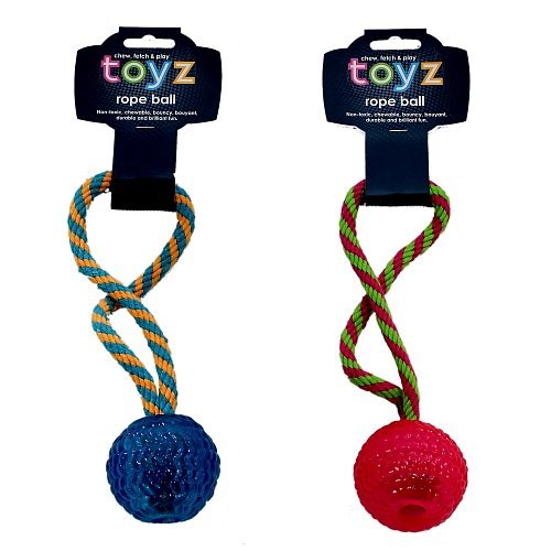 Petface Toyz Rope Ball Chew and Tug Dog Toy (Pack of 1 - Colour May Vary), Multicolour - Image 3