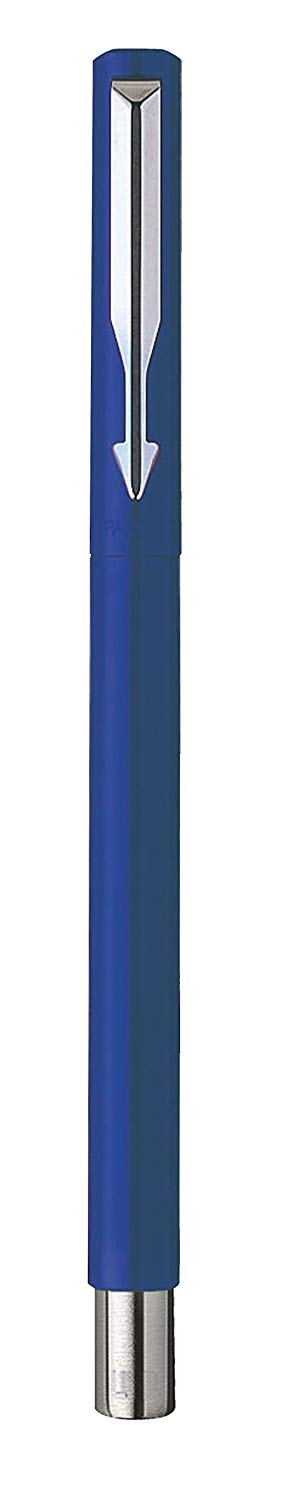 Parker Vector Stainless Steel Trim Fountain Pen with Medium Nib, Gift Box - Blue - Image 3
