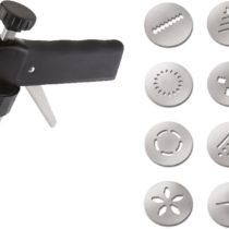 Drer Cookie press Profi with 12 moulds 22cm in silver-black, Stainless Steel, 5 x 5 x 22 cm