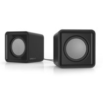 SPEEDLINK SL-810004-BK Twoxo Stereo Compact Cube designed USB Powered 5W Speakers –3.5mm jack for use with PC, tablet or smartphone – Multimedia sound for music, games and video - Black