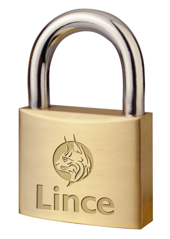 Lince 300/25 Brass Padlock - Standard Bar, Gold