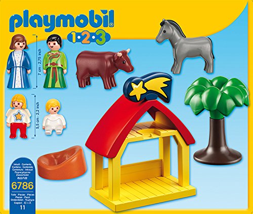 Playmobil 1.2.3 Playset Manger, Animals, Mary, Joseph, Angel Gabriel, Jesus, Suitable for Ages 4+, Multicolor - Image 3
