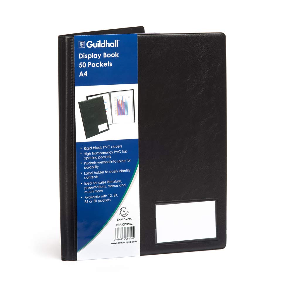 Exacompta, Ref CDB50Z, Guildhall Collection, Premium Display Book, Suitablde for A4 Documents, 50 Pockets, 100 Viewing Pages