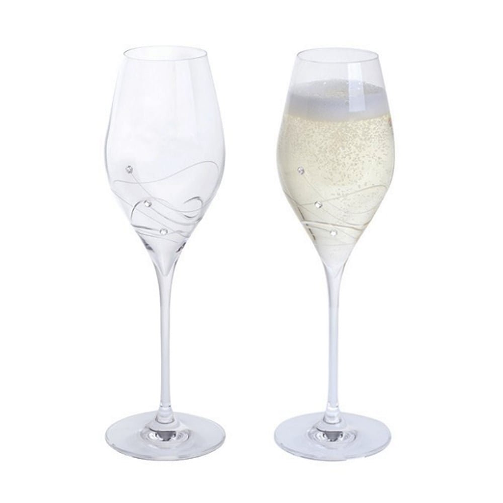 Dartington Crystal Glitz Prosecco Glass, Pair, Transparent, 2 Count (Pack of 1)