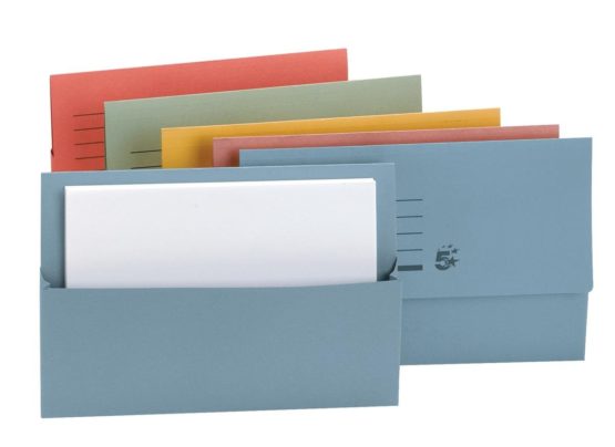 5 Star Office Document Wallet Half Flap 250gsm Capacity 32mm Foolscap Assorted (Pack 50)