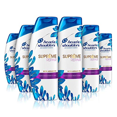 Head & Shoulders Argan Oil Shampoo Supreme Damage Repair Shampoo 6 x 400 ml, Six Pack, 400 ml (Pack of 6)