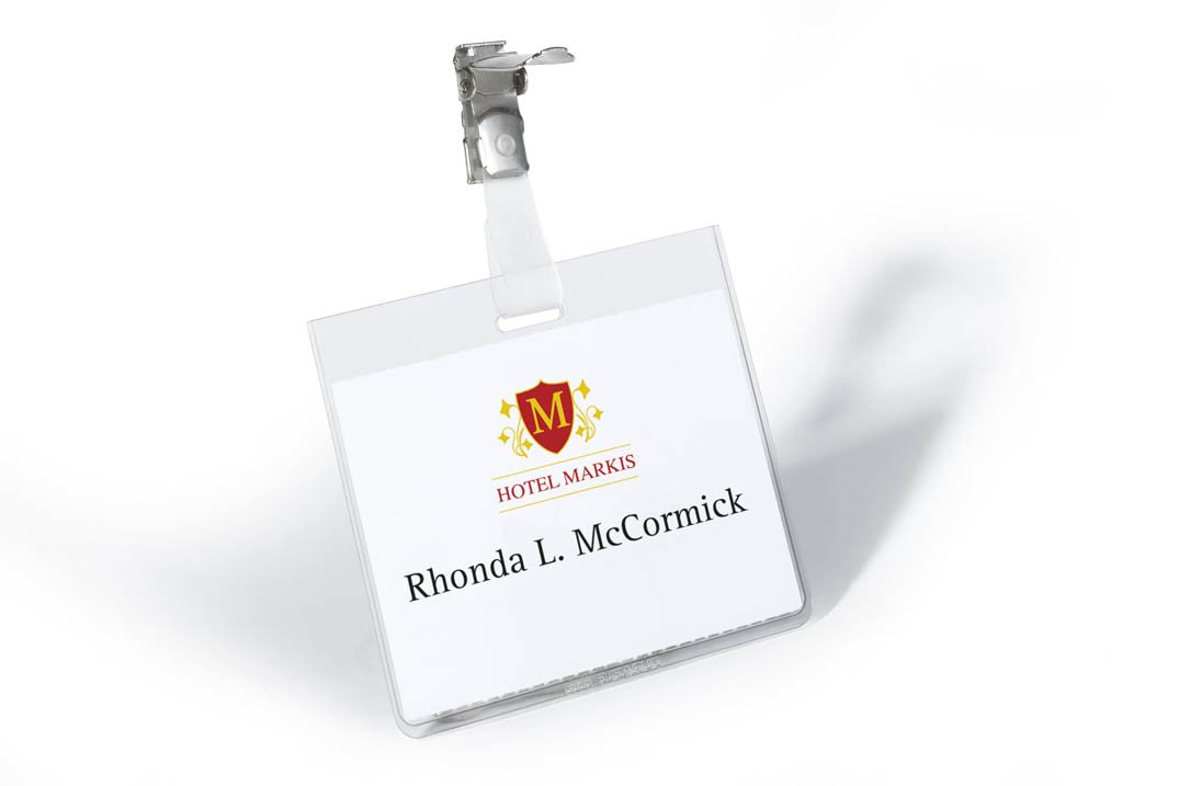Durable Security Badge 60 x 90 mm with Clip Transparent, Pack of 25 Badges, Includes Blank Insert Cards - Image 3