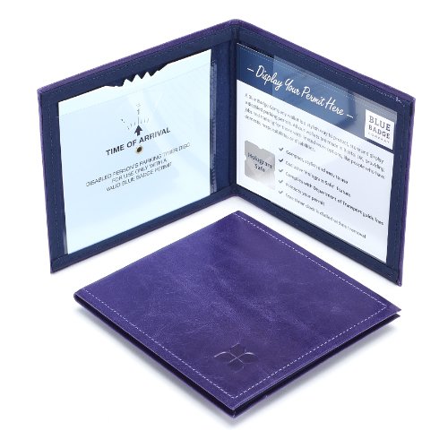 Blue Badge Co Italian Leather Parking Wallet in Purple Parking Permit Cover for Disabled Badge Hologram Safe Design - Image 2