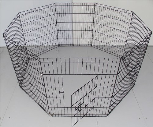 BUNNY BUSINESS 8 Panel Playpen Suitable for Rabbits/Guineas/Dogs and Cats, Medium, Black