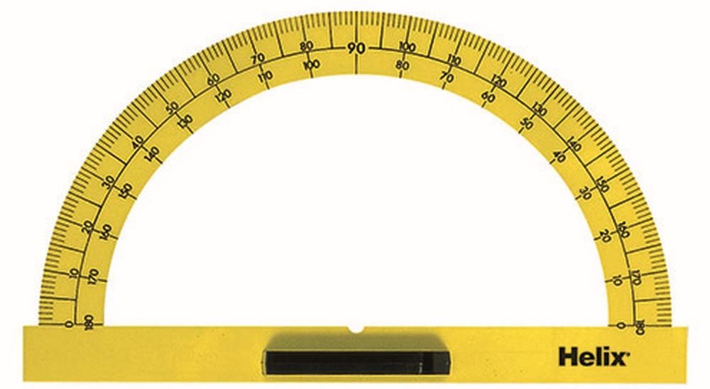Helix 180 degree Blackboard and Whiteboard Protractor, Black and White
