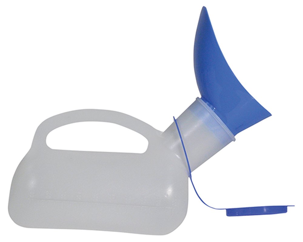 Aidapt Male Female Portable Urinal 1L Capacity Spill Resistant, Clear and Blue, Pack of 1 - Image 3