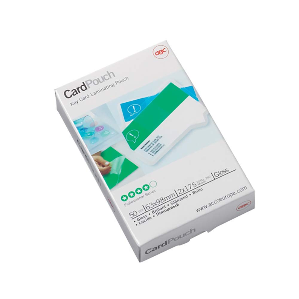 GBC 65x95mm 2x125 Micron Gloss Card Laminating Pouches, Pack of 100, 3740301, transparent