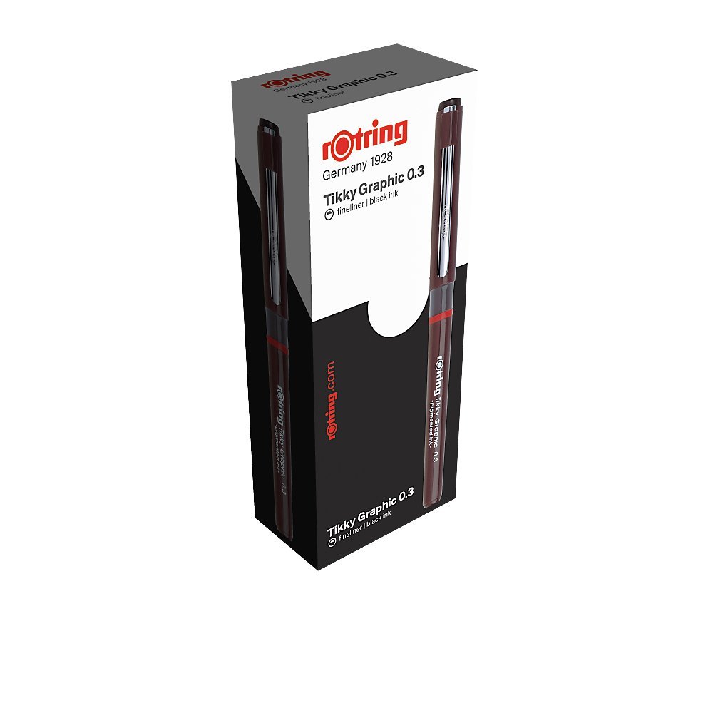 rOtring Tikky Graphic Fineliner Pen, Black Ink, 0.3 mm (1904753), 0.30 mm