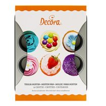 Decora Non-Stick Steel 12 Muffin Pan, Silver, 36 x 27 x 4 cm