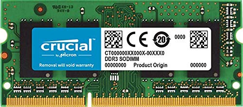 Crucial CT51264BF160BJ 4 GB DDR3L 1600 MT/s (PC3L-12800) CL11 SODIMM 204-Pin 1.35 V/1.5 V Single Rank Memory