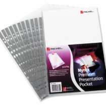 Rexel Nyrex Premium A4 Punched Pocket with Grey Spine, Clear, Pack of 50, 2001018