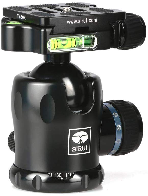 SIRUI K-10X Aluminium Tripod Ball Head 360° Rotating Panoramic Ballhead with TY-50X Arca Swiss Quick Release Plate and Bubble Level for Tripod Monopod DSLR Camera Load Capacity up to 20KG