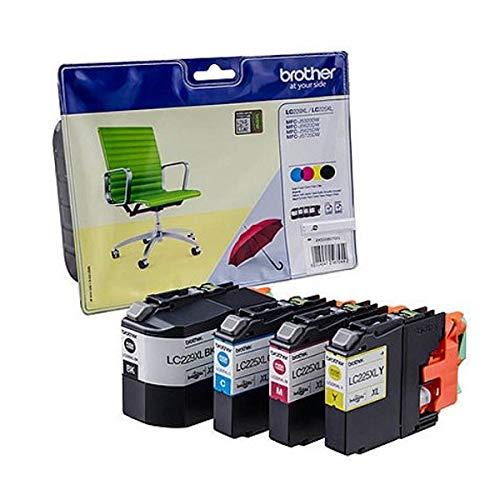 Brother LC-229XLBK/LC-225XLC/LC-225XLM/LC-225XLY Inkjet Cartridge, Black/Cyan/Magenta/Yellow, Multi-Pack, Super High Yield