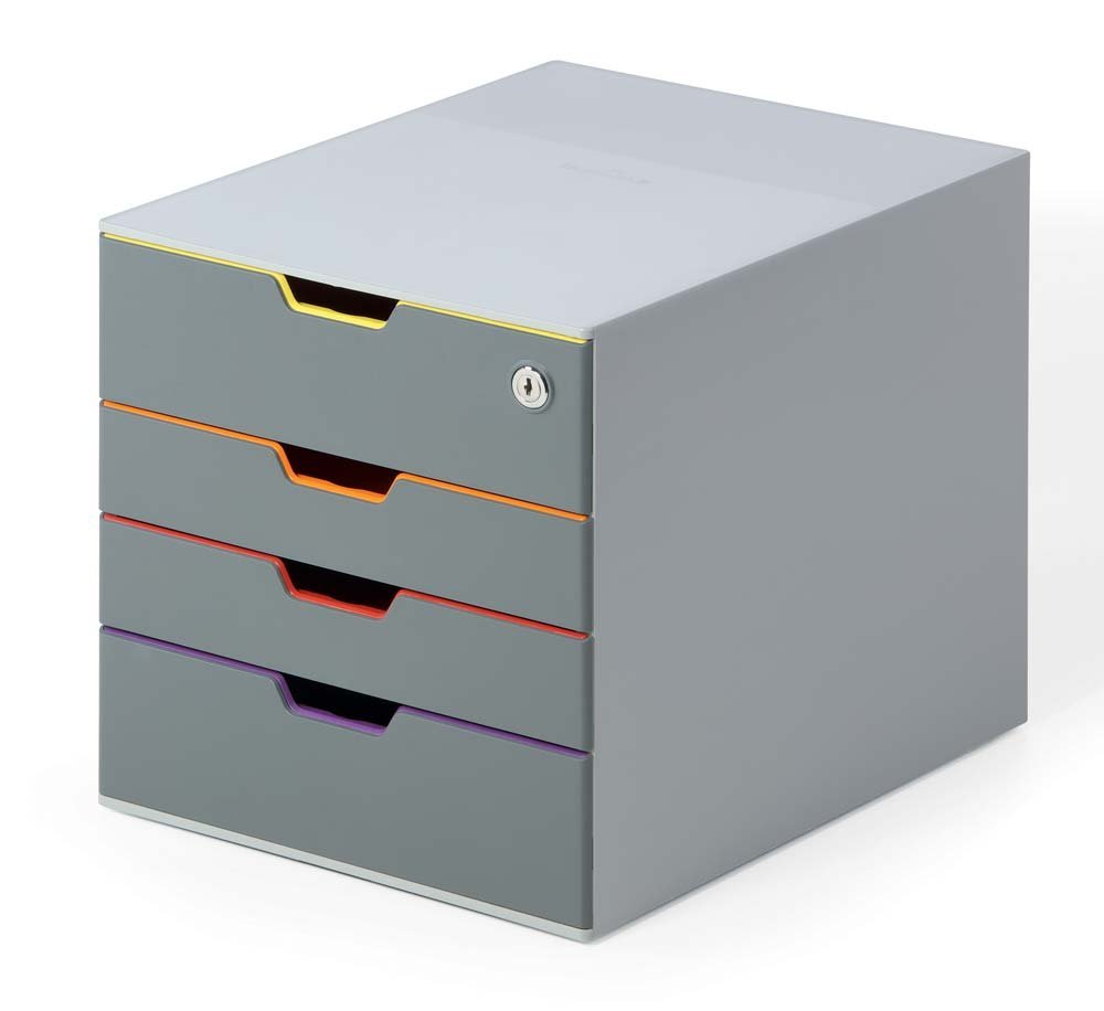 Durable VARICOLOR® 4 Lockable Drawer Unit, Desktop Drawer Set including 4 Colour Coded Draws