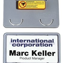 Durable 812910 Clip Name Badge Holder with Magnet 25-Pack Grey