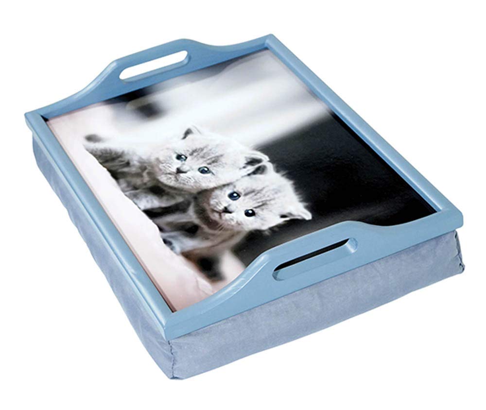 Aidapt Wooden Lap Tray with Cushion, Kittens, Grey BigaMart