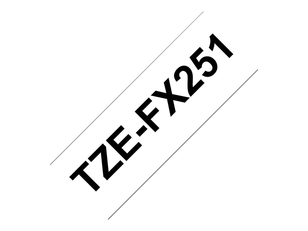 Brother TZe-FX251 Labelling Tape Cassette, Black on White, 24mm (W) x 8M (L), Flexible ID, Brother Genuine Supplies - Image 2