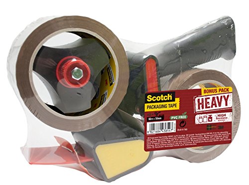 Scotch Pistol Grip Dispenser + Secure Seal Packaging Tape Brown 50 mm x 66 m 1 Dispenser + 2 Rolls/Pack