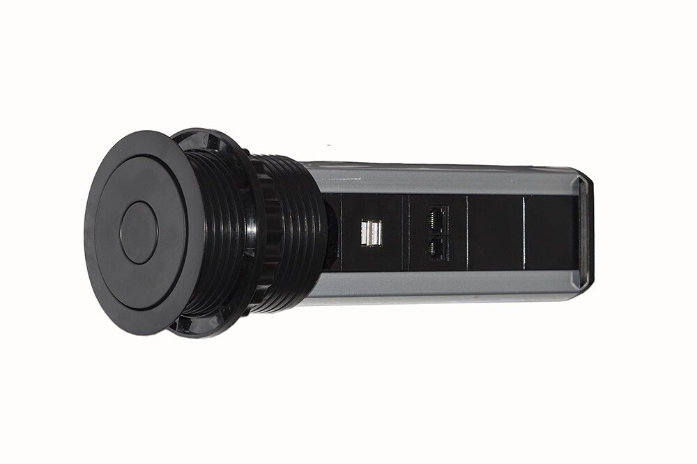 LINK LKMPT02 Retractable Table Socket with 2 Sockets 16A Female ITA/Schuko, 1 Rj45, 1 Rj11, 2 USB, Black - Image 3