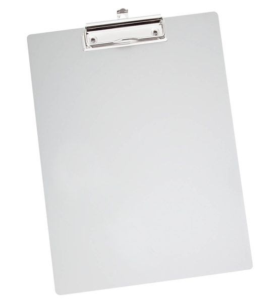 Wedo 057854 Clipboard A4 Writing Board with Rounded Corners Strong Clip and Hanging Hook Aluminium Metal