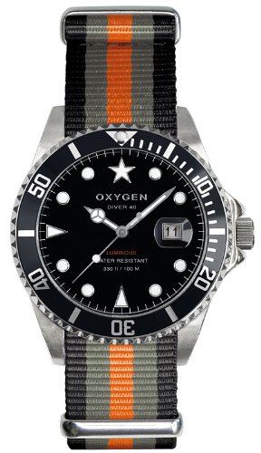 Oxygen Amsterdam 40 Unisex Quartz Watch with Black Dial Analogue Display and Multicolour Nylon Strap, Black/Multicolour