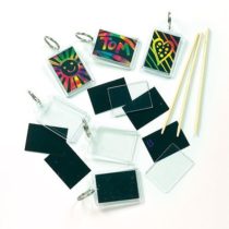 Baker Ross EK5286 Scratch Art Keyring (Pack of 6) For Kids Arts and Crafts, 50mm x 40mm