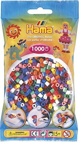 Hama 207-00 Beads - Solid Mix (1000 Midi Beads), Mix 00, 1000 pcs