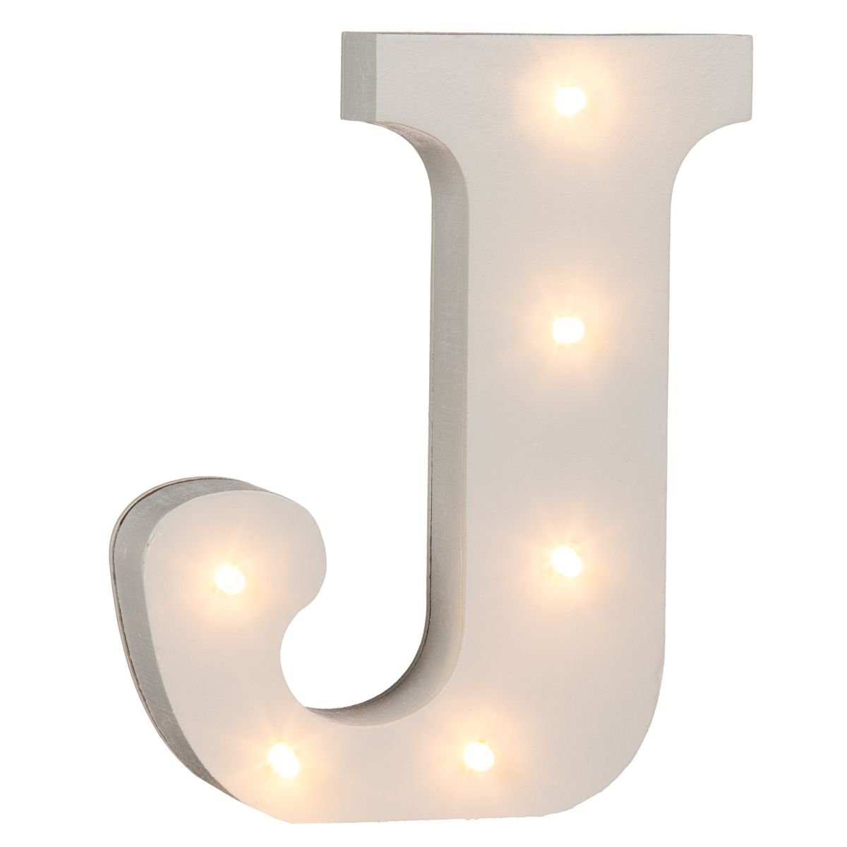 Wood White OOTB Illuminated Letter T Light with 6 LED 