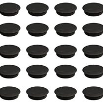Emuca - Ø60mm round grommet from black plastic, desk cable grommet to build in table/desk/worktop, Set of 20