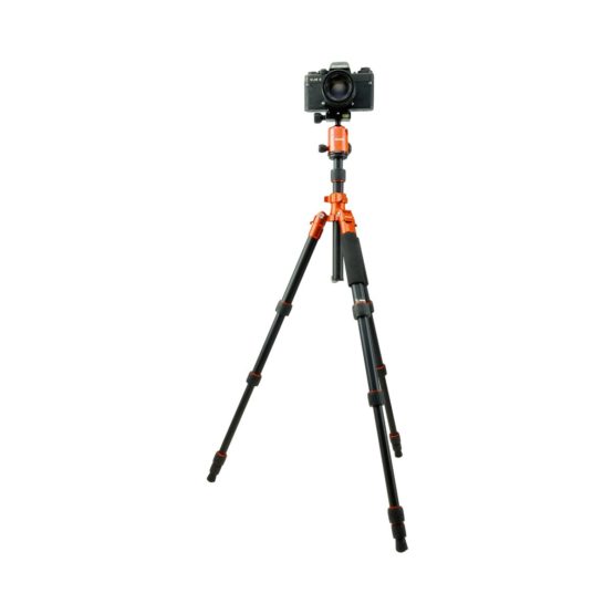 Rollei Compact Traveler No 1 Aluminium I Orange I Lightweight travel tripod I Small pack size photo tripod I Ball head and tripod bag - Image 4