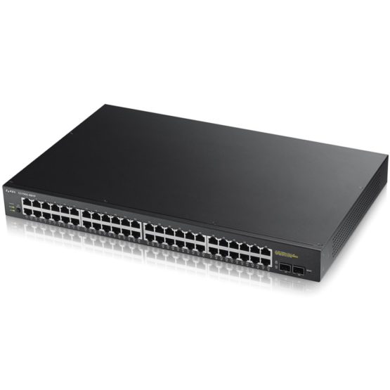 Zyxel 48-Port Gigabit PoE Switch | Smart Managed | Rackmount | 48 PoE+ Ports with 170 Watt Budget and 2 SFP Ports | VLAN, IGMP, QoS| Lifetime Warranty [GS1900-48HP]