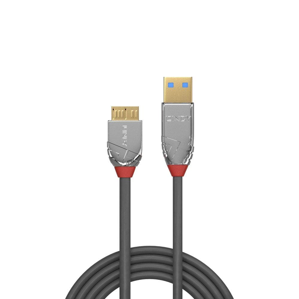 LINDY USB 3.2 Type A to Micro-B Cable, Cromo Line - Grey, 1m - Image 2