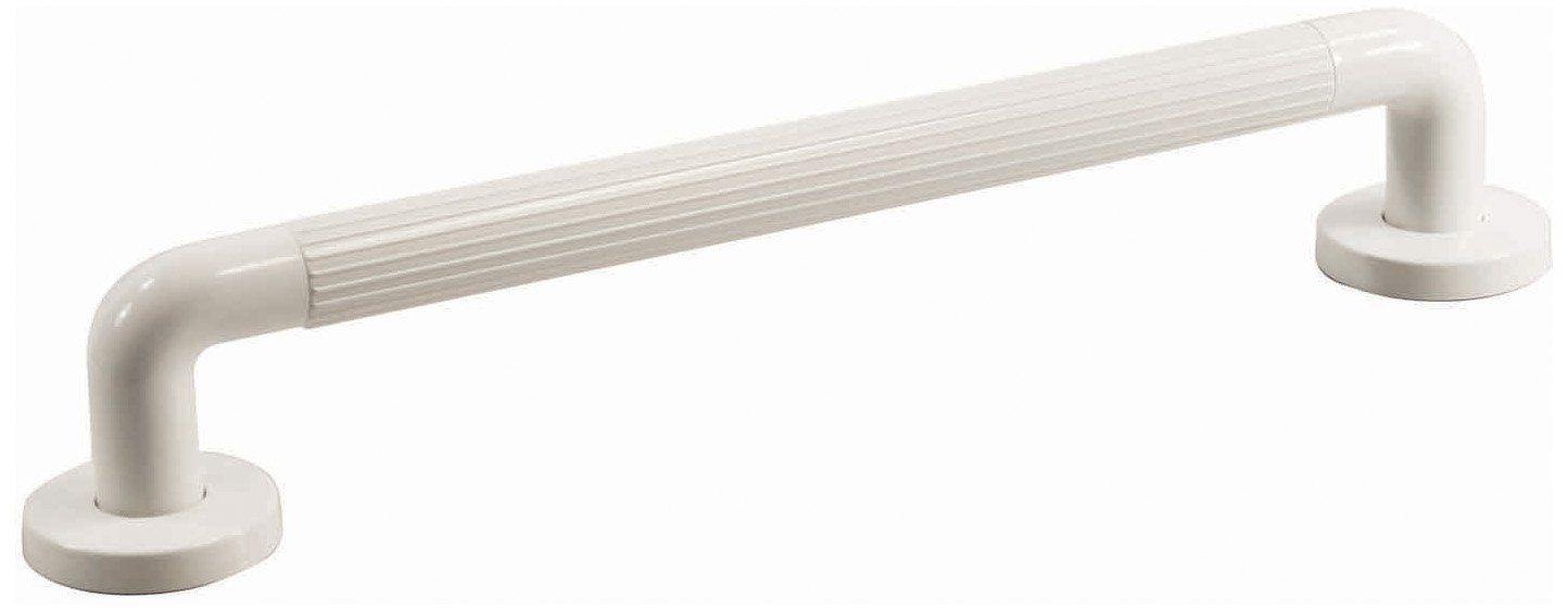 Aidapt Safety 450mm (18") Ribbed UPVC Plastic Grab Bar Support Rail Aid, White, 18 inch