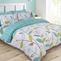 Dreamscene Luxurious Allium Duvet Set with Pillowcase, Polyester/Cotton, Teal, Single