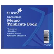 Silvine Carbonless Triplicate Memo Book - Numbered 1-100 with index sheet (102 x 127mm) [Pack of 5]