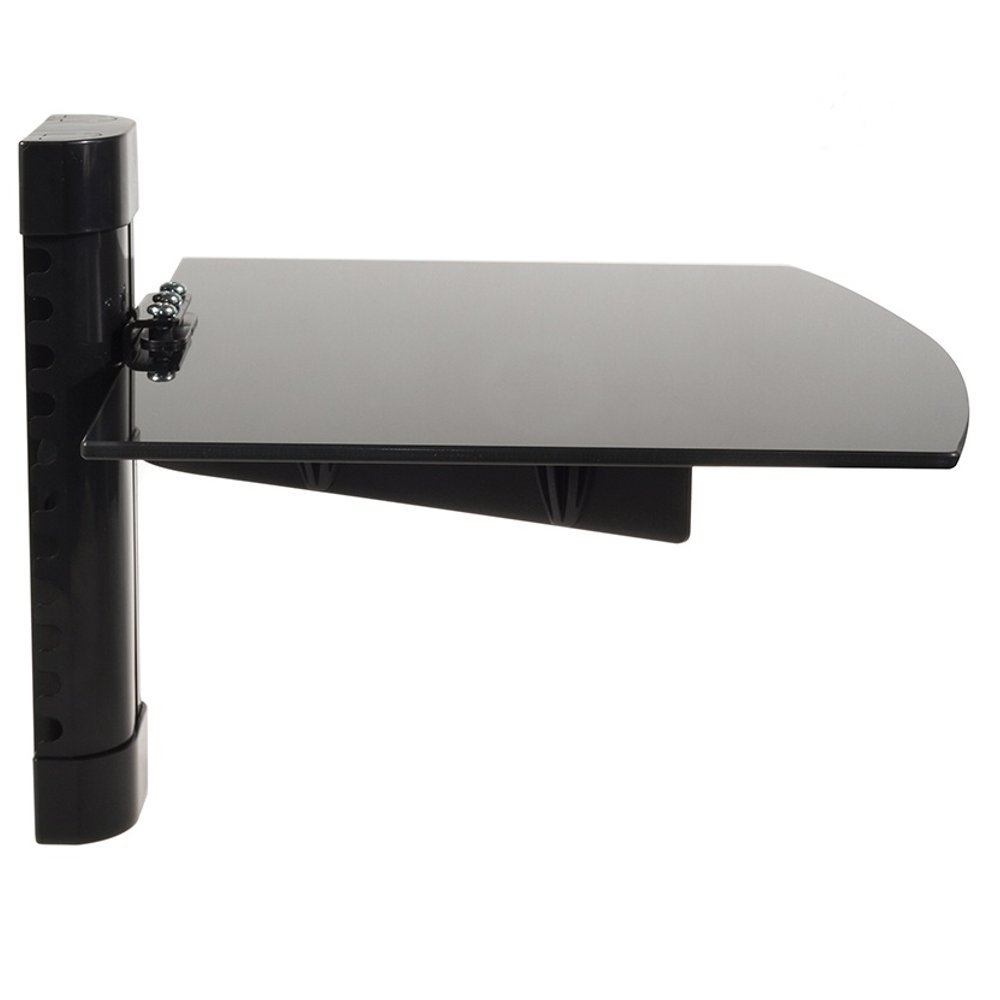 Maclean MC-663 Single Tier Wall Floating Glass Shelf Support DVD Console PS3 Xbox, Black, 1-shelve - Image 4